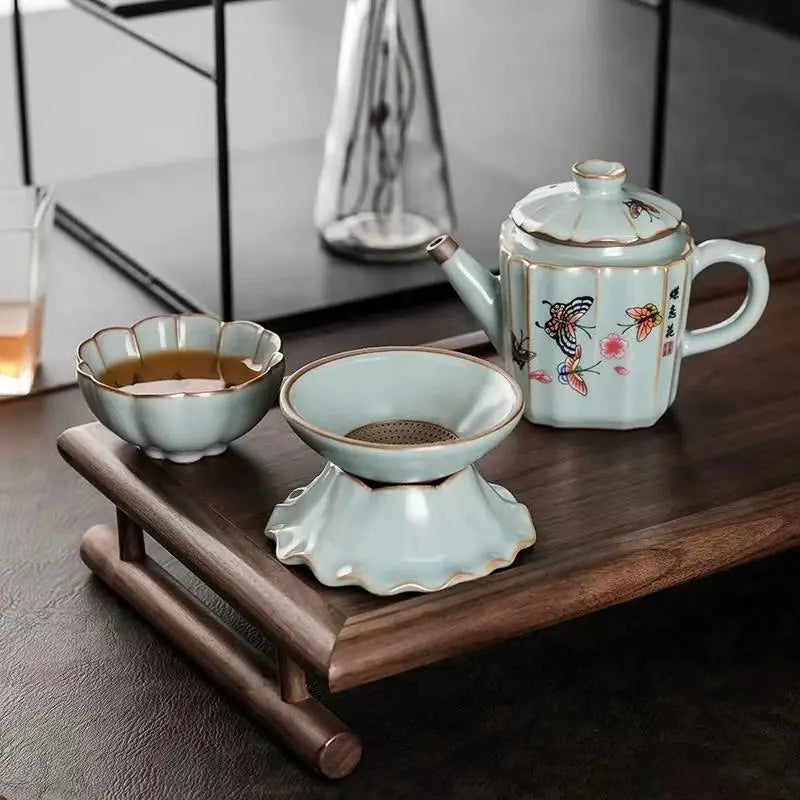Celadon Butterfly Zen Teapot – Vintage Ceramic Tea Pot with Eastern Artistry